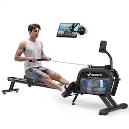MERACH - R06 Water Rowing Machine Magnetic Rower for Home 16 Levels of Quiet Resistance Bluetooth Connectivity 350lbs - Dark Gray