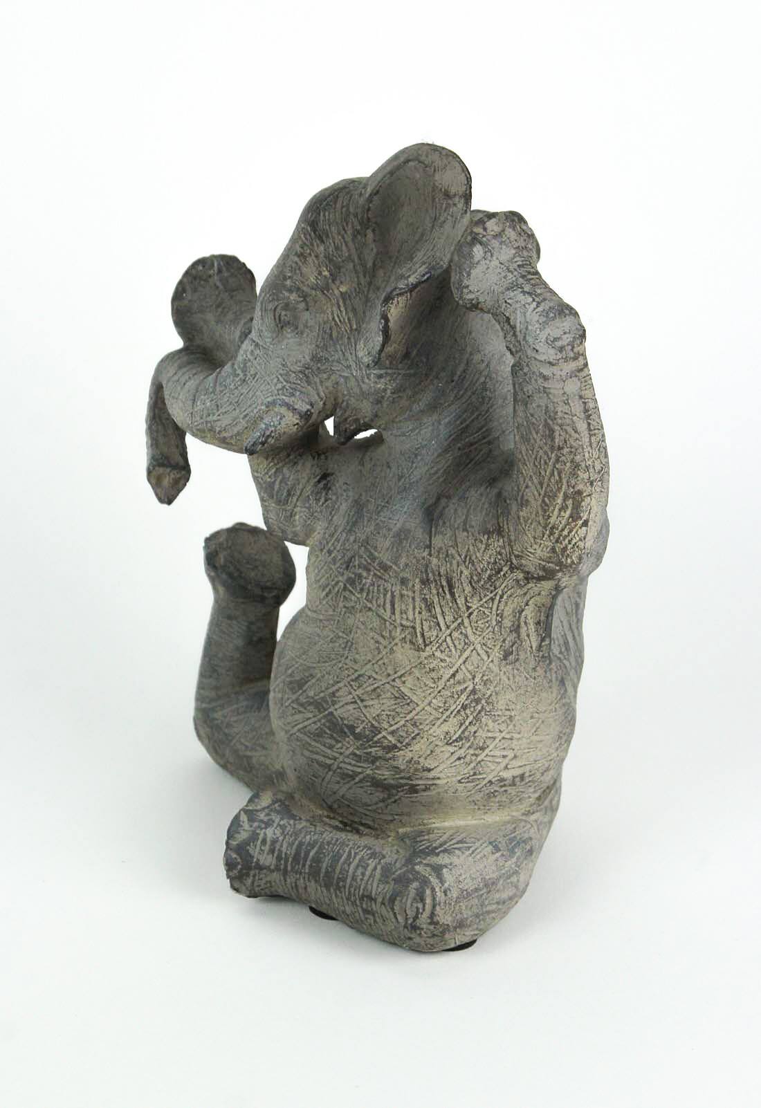 Alt View 1. Contrast Inc. - Amazingly Limber Elephant Yoga Seated Pose Tabletop Statue 9 Inches High - Grey.