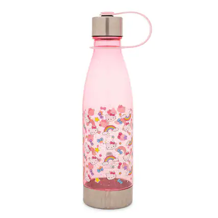 Front. Silver Buffalo - Sanrio Hello Kitty Pastel Star Toss Print Water Bottle With Lid | Holds 20 Ounce - Pink.