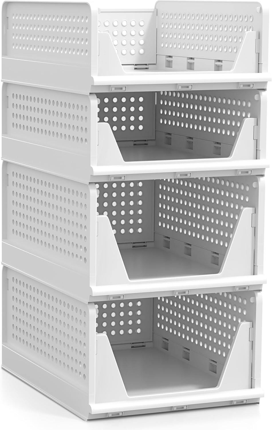 Alt View 4. Sorbus - Sorbus Shelf Organizer - Closet Shelf Organizer for Clothes, Closet, Bathroom, Kitchen, Garage - Plastic Stackable Shelf - White.
