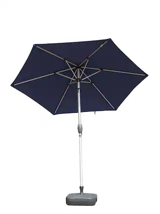 Front. Ecooso - 7.5FT Patio Umbrella,Push Button Tilt and Crank, UV Protection Waterproof with 6 Sturdy Ribs for Garden, Deck, Pool - Navy Blue.