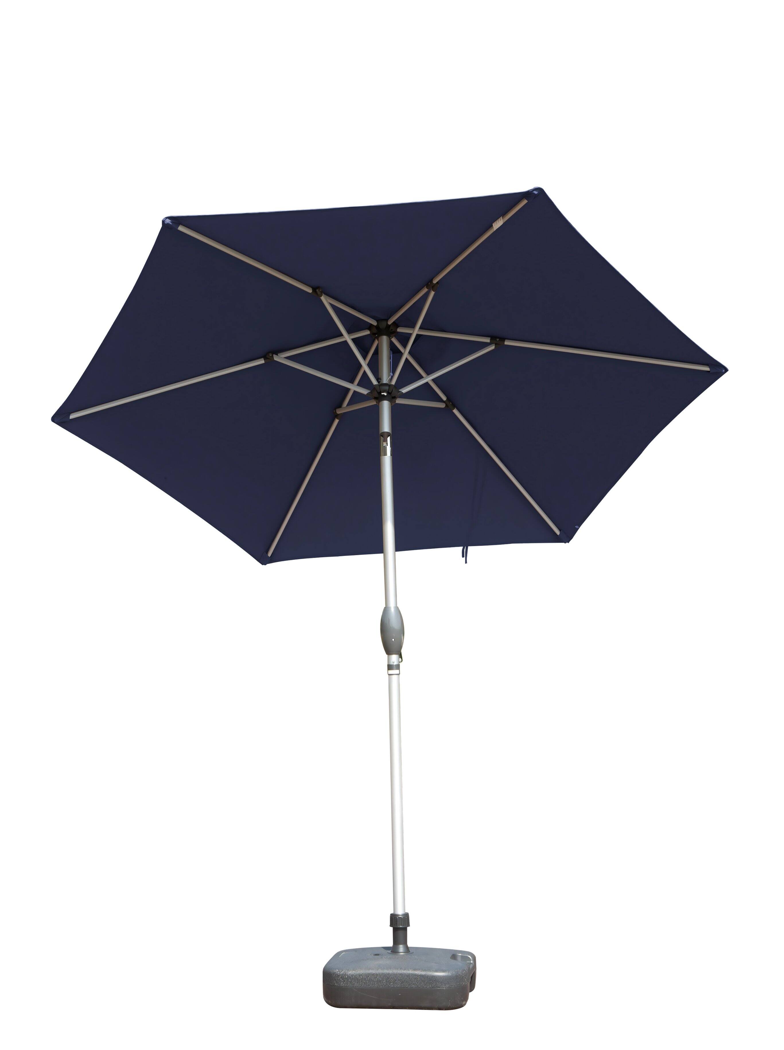 Front. Ecooso - 7.5FT Patio Umbrella，Push Button Tilt and Crank, UV Protection Waterproof with 6 Sturdy Ribs for Garden, Deck, Pool - Navy Blue.