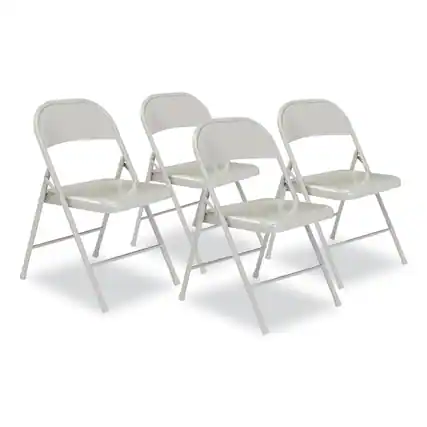 Front. National Brand - 900 Series All-Steel Folding Chair Supports Up to 250 lb 17.75 Seat Height Gray Seat Gray Back Gray Base 4/Cartpn - Gray.
