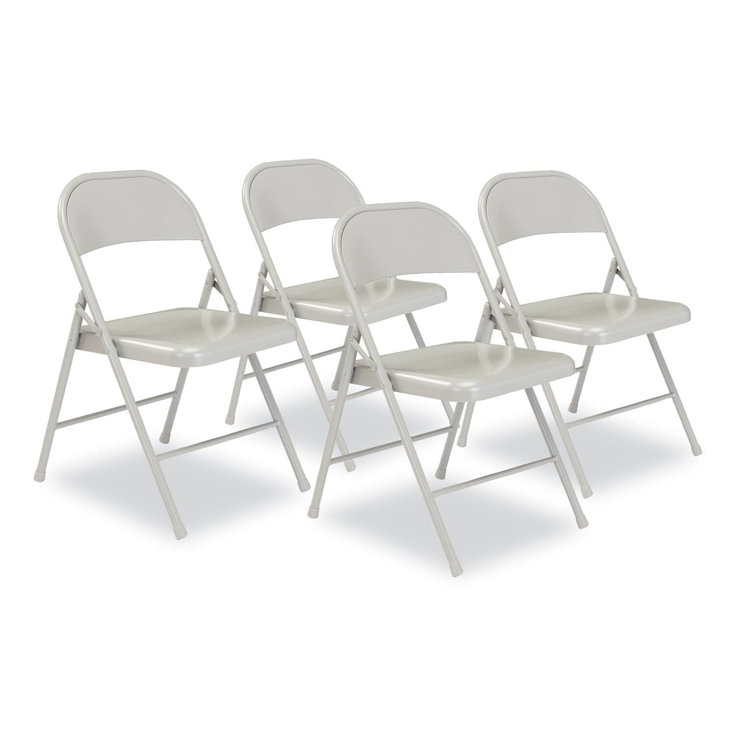 Front. National Brand - 900 Series All-Steel Folding Chair Supports Up to 250 lb 17.75 Seat Height Gray Seat Gray Back Gray Base 4/Cartpn - Gray.