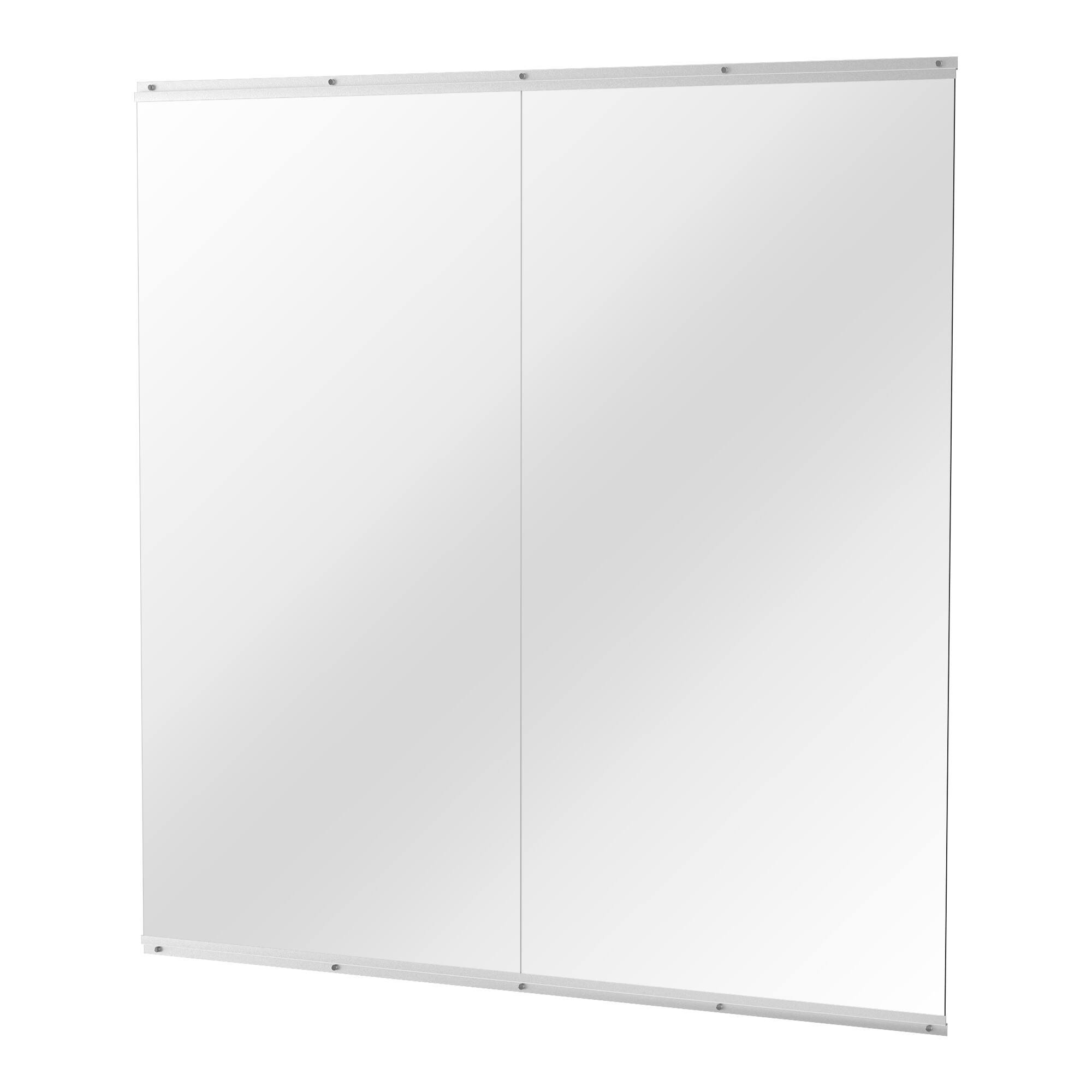 Front. APRILSOUL - Polished 60 in. W x 60 in. H Modern Rectangular Tempered Glass Wall Mirror - Silver.