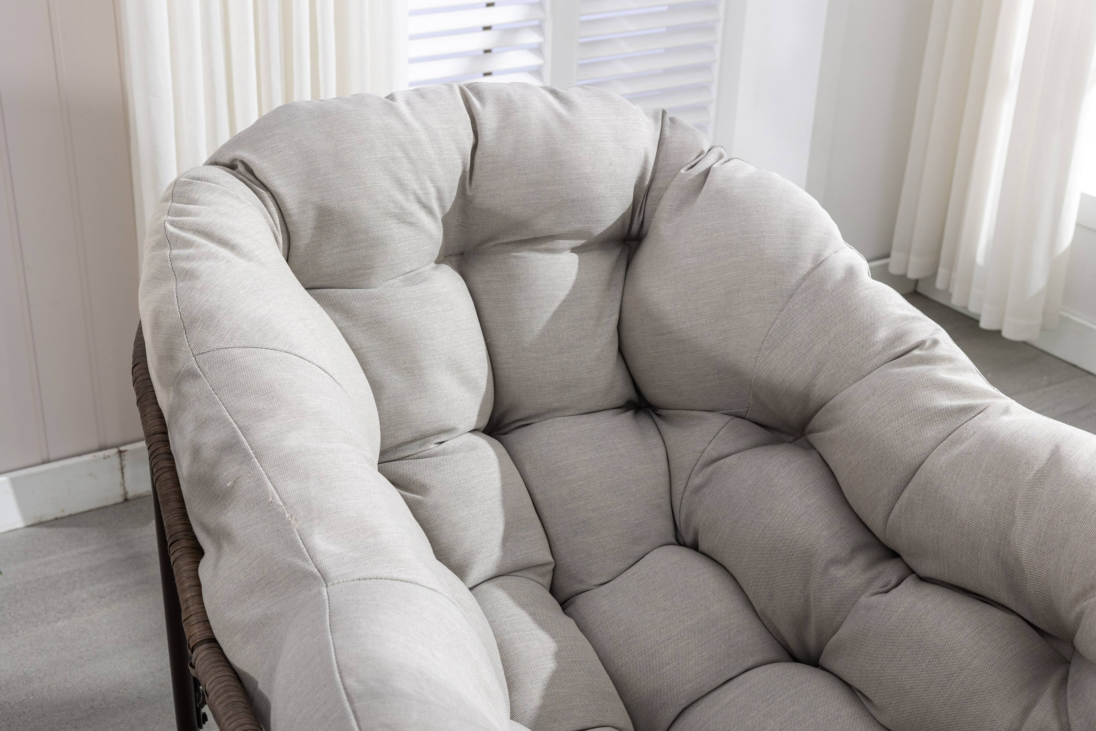 Alt View 5. GOODSILO - Outdoor Rattan Rocking Chair Padded Cushion Rocker Recliner for Porch, Living Room, Patio, Garden - Beige.