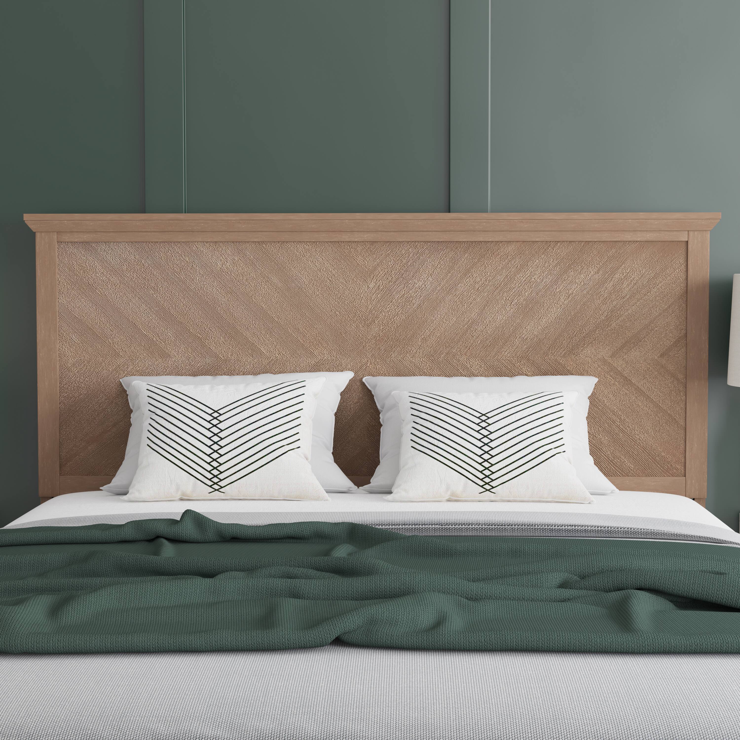 Alt View 3. Emma + Oliver - Frenti Herring Bone Wooden Adjustable Headboard Only - Light Brown.