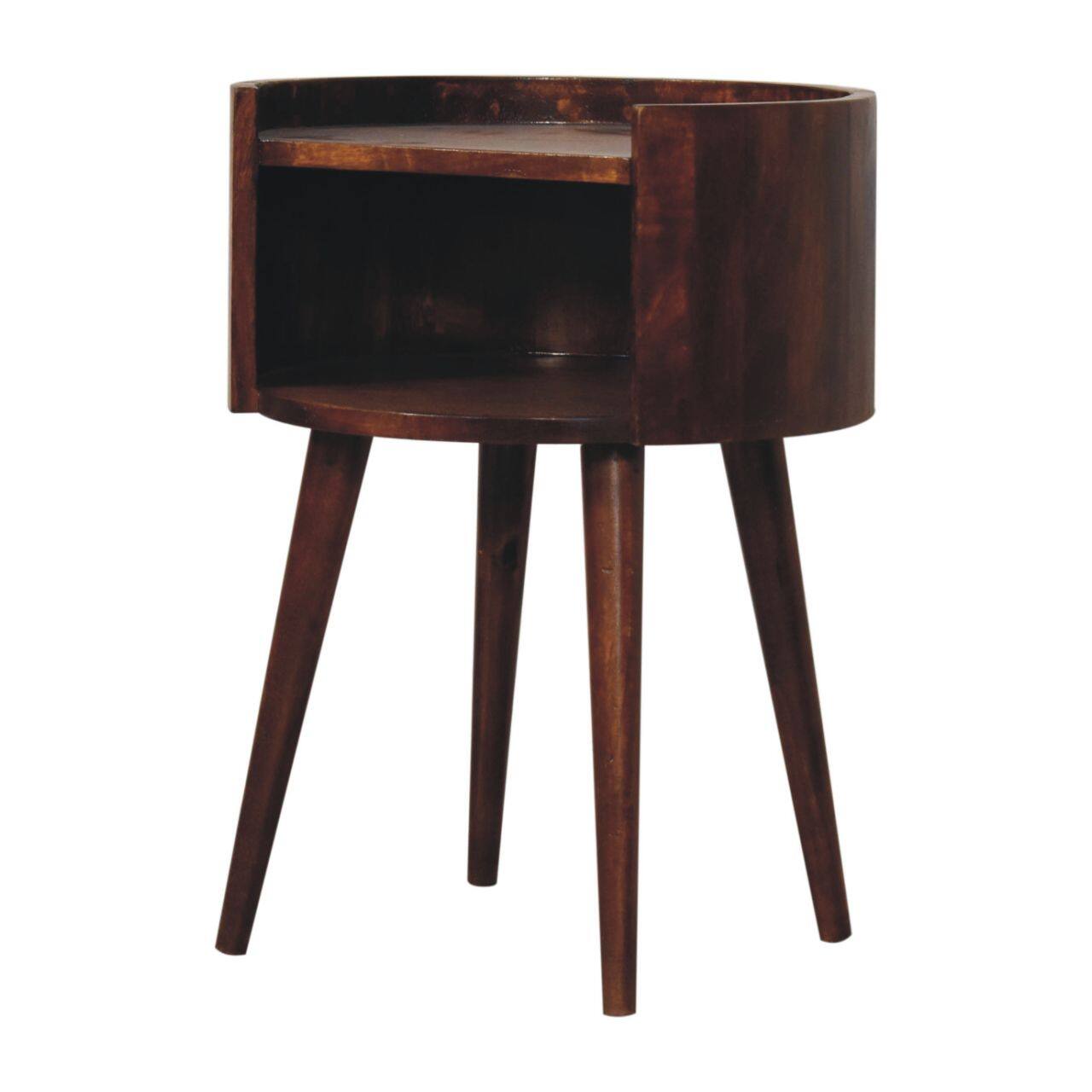 Back. Artisan Furniture - Artisan Furniture Solid Wood Chestnut Round Open Slot Bedside, Brown - Brown.