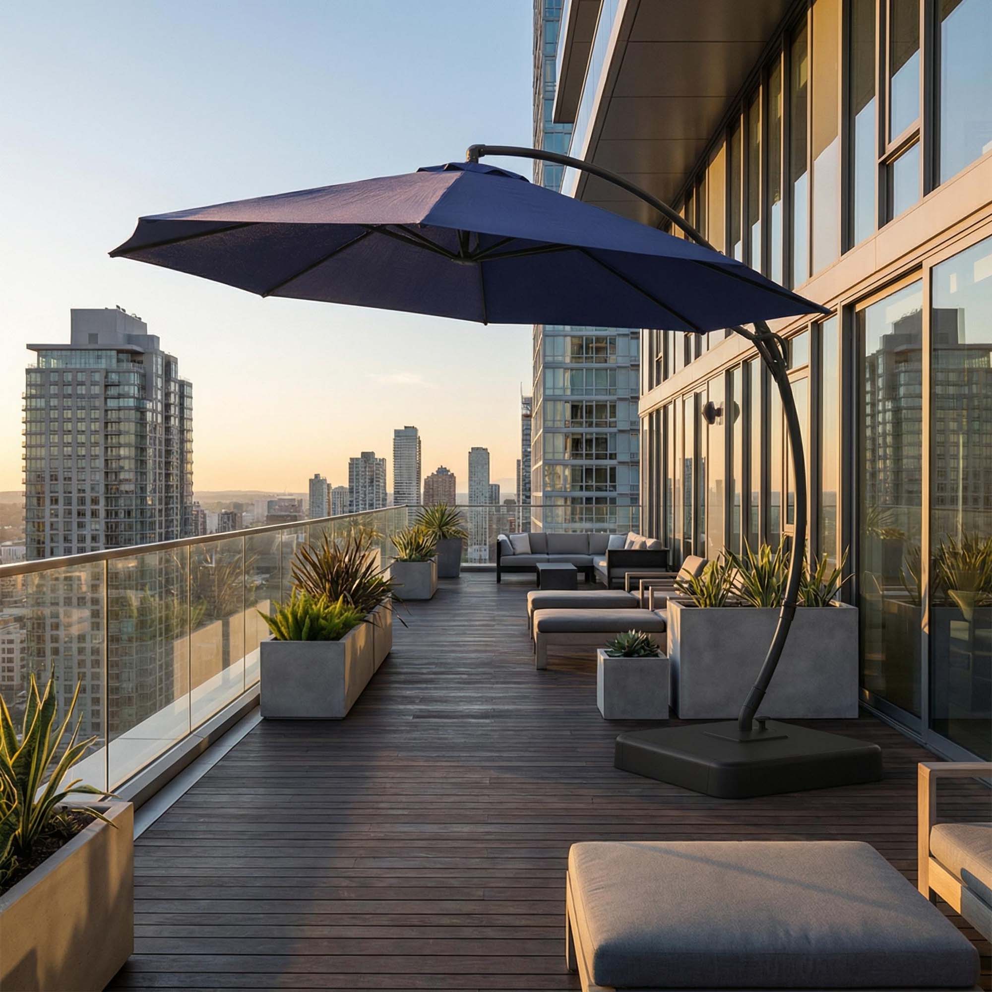 Alt View 4. Boyel Living - 12ft New Navy Blue Cantilever Patio Umbrella UV Protection - Navy blue.