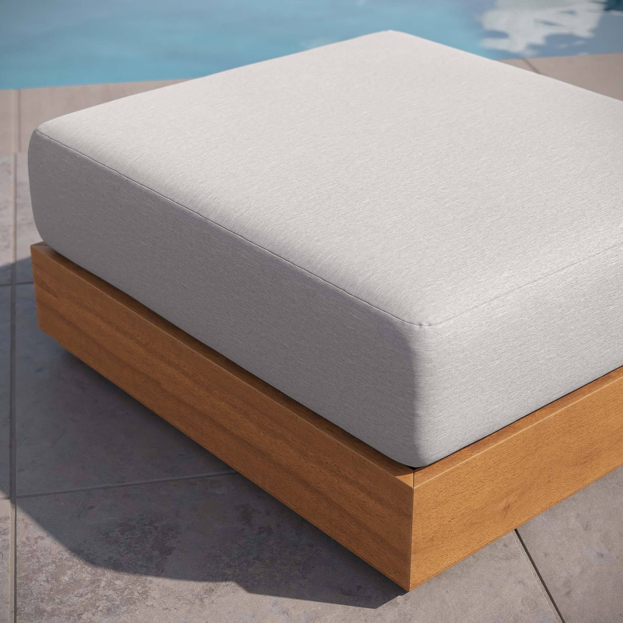 Alt View 2. Modway - Tahoe Outdoor Patio Acacia Wood Ottoman by Modway - Natural Light Gray.
