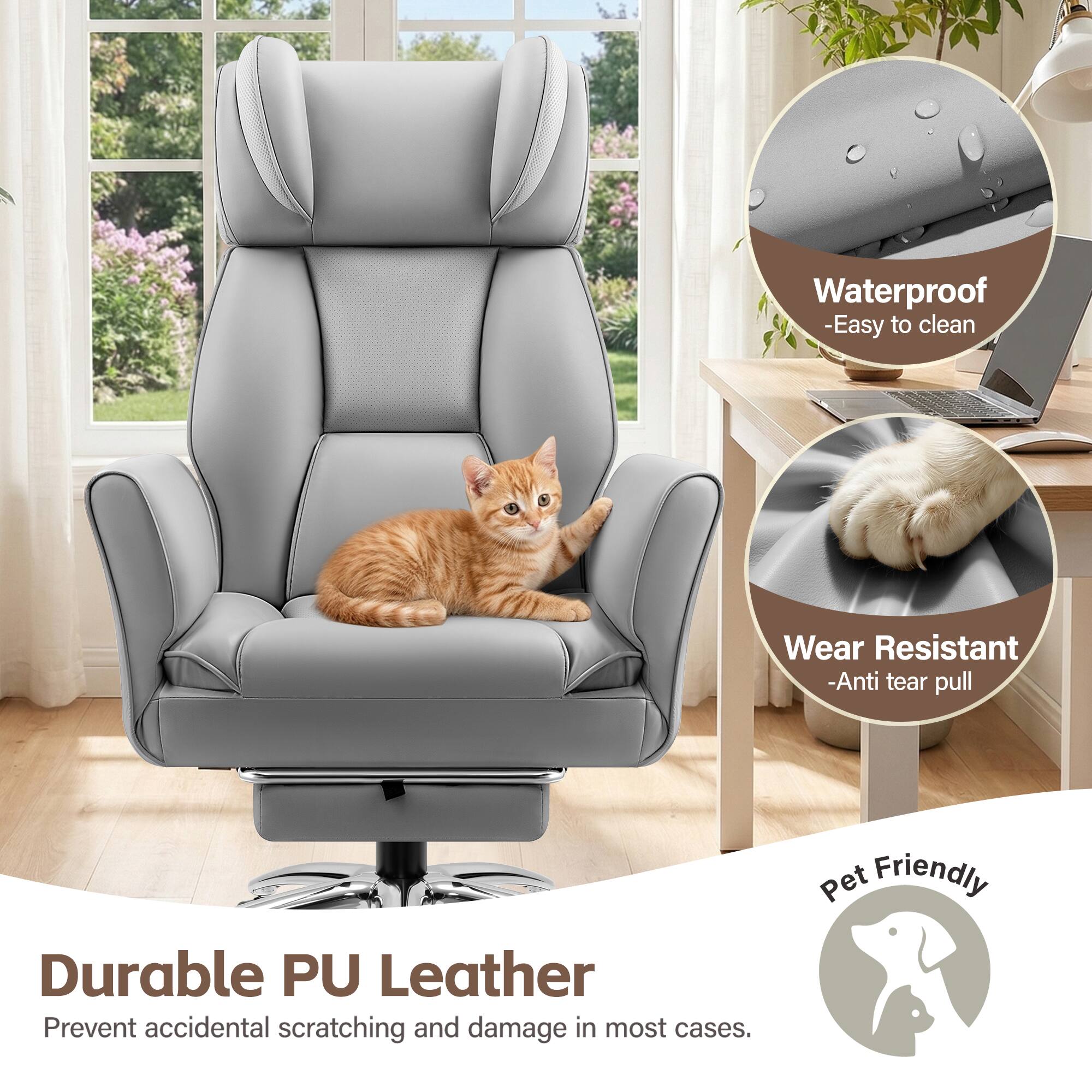 Waterproof - Easy to clean  
Wear Resistant - Anti tear pull  
Durable PU Leather  
Prevent accidental scratching and damage in most cases.  
Pet Friendly
