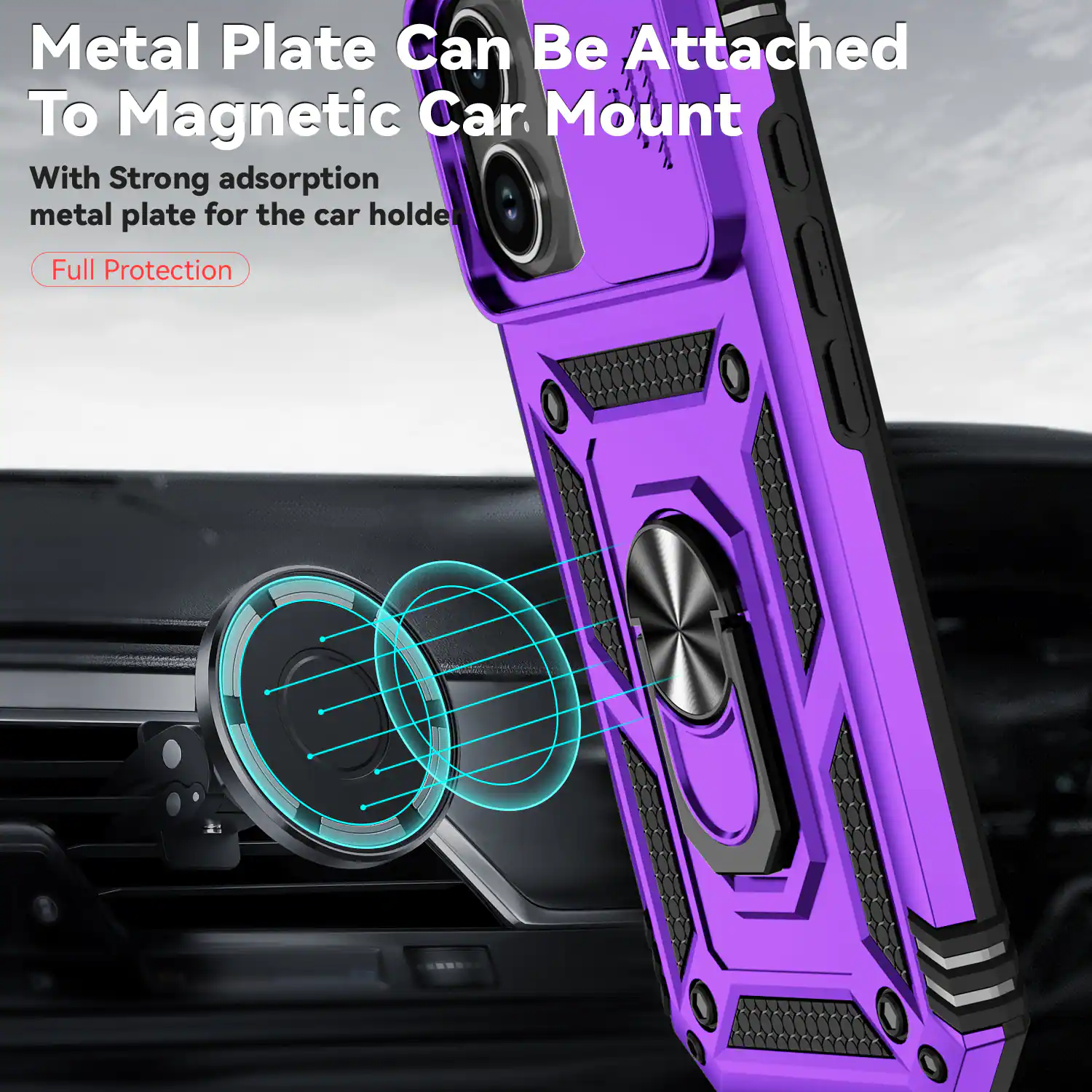 Metal Plate Can Be Attached To Magnetic Car Mount

With Strong adsorption metal plate for the car holder

Full Protection