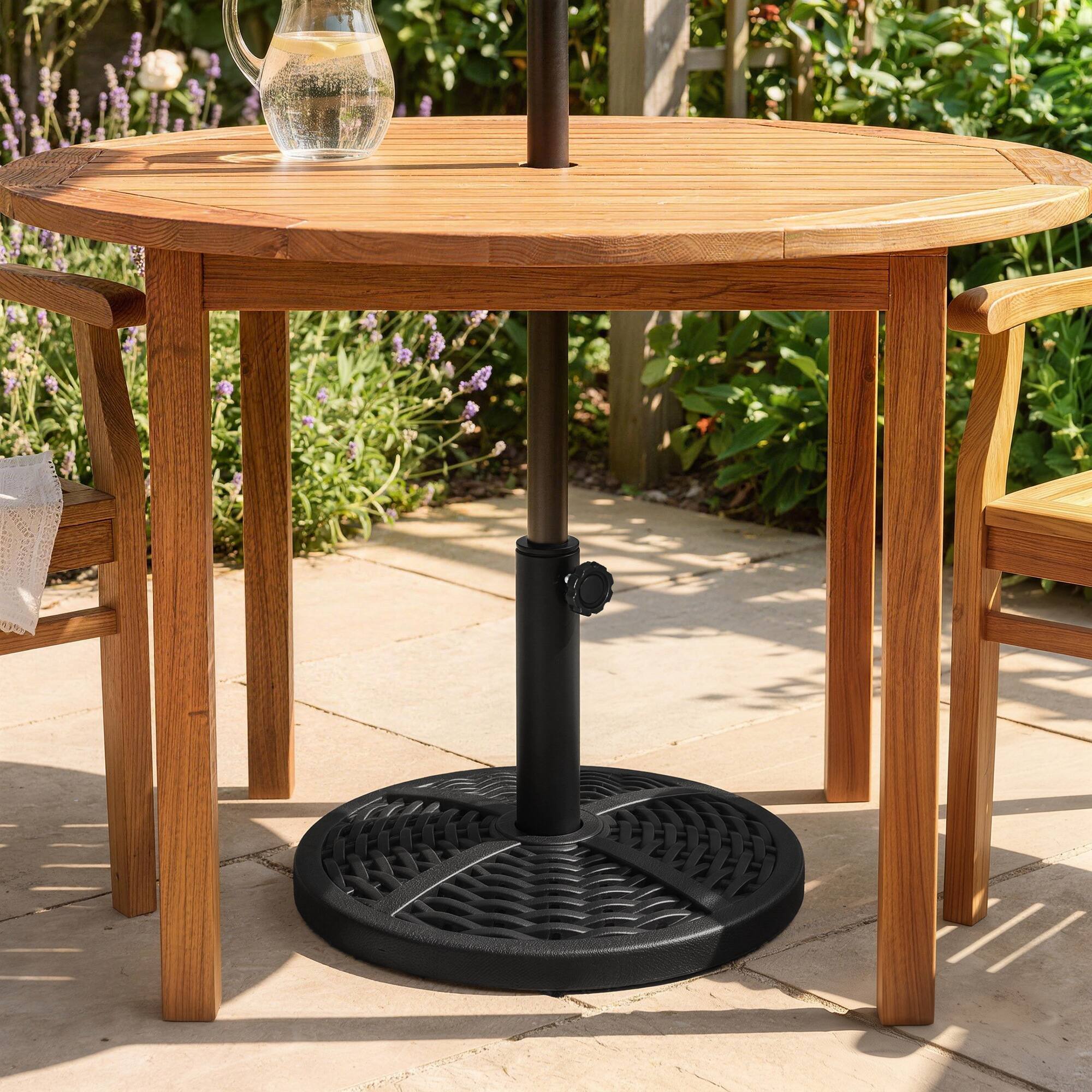 Alt View 6. Outsunny - lbs. Market Umbrella Base Holder 18" Heavy Duty Round Parasol Stand with Rattan Design for Patio - Black.