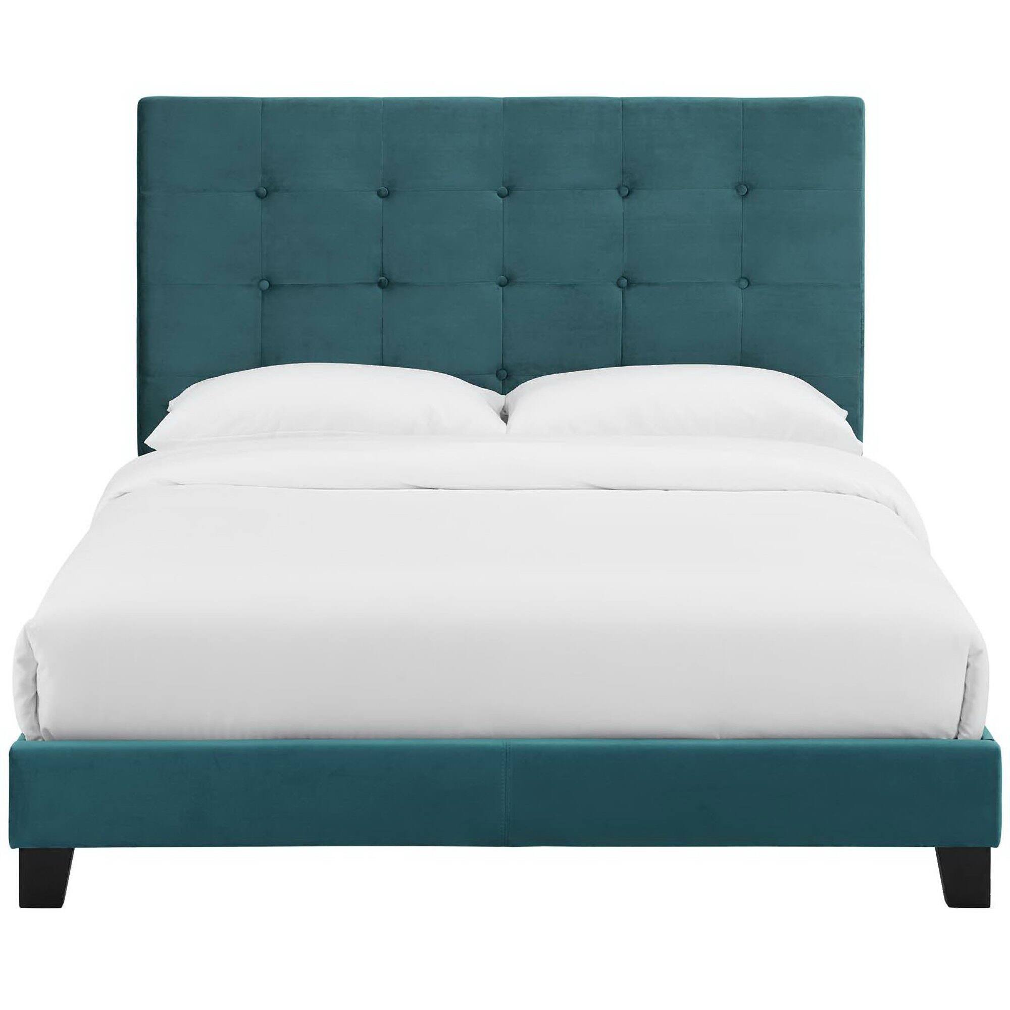 Alt View 1. Modway - Loryn Fabric Full Bed Frame with Round Splayed Legs - Brown.