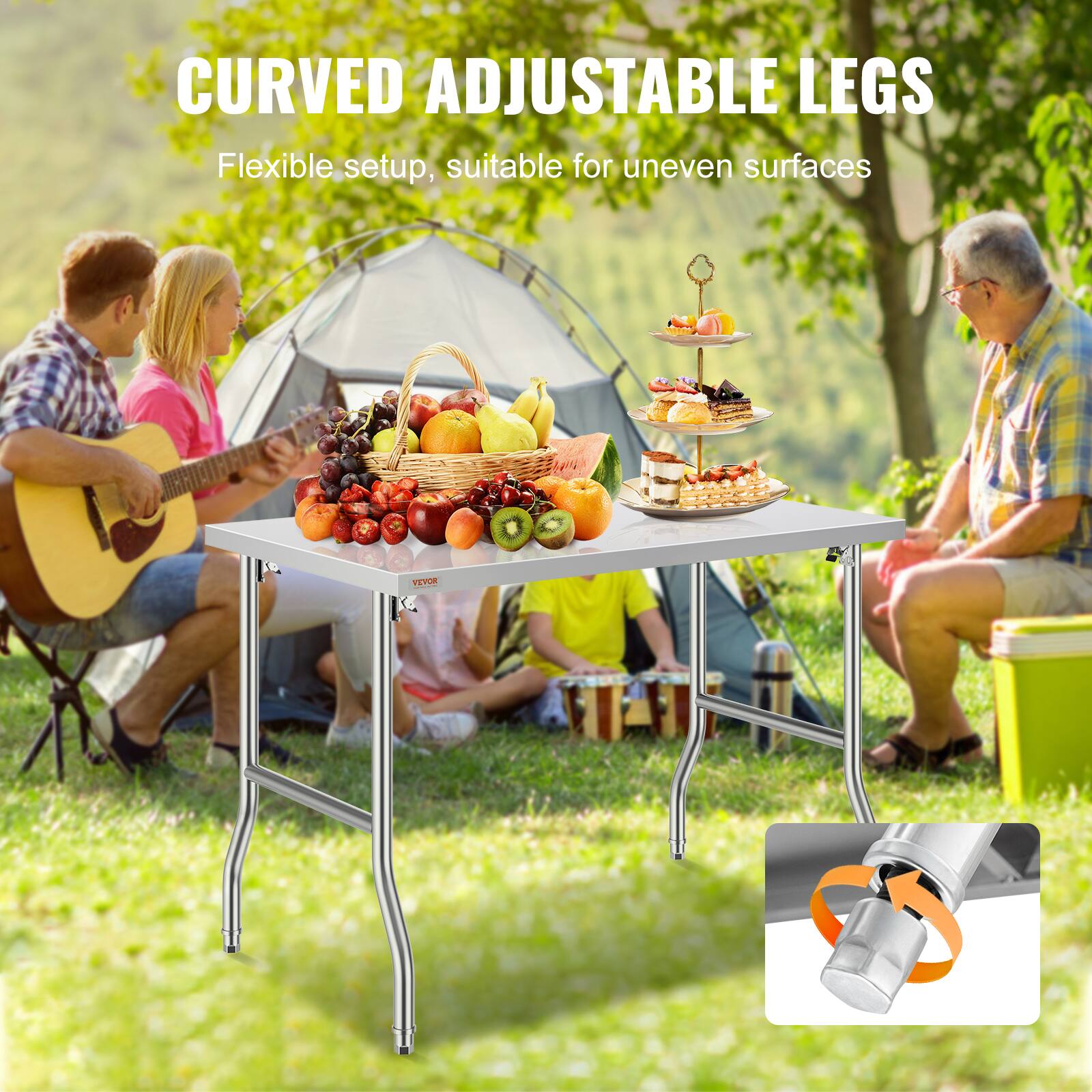 CURVED ADJUSTABLE LEGS  
Flexible setup, suitable for uneven surfaces