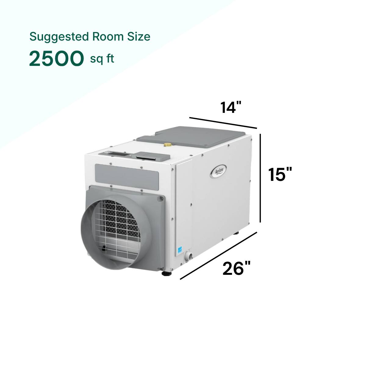 Suggested Room Size: 2500 sq ft  
Dimensions: 14" x 15" x 26"