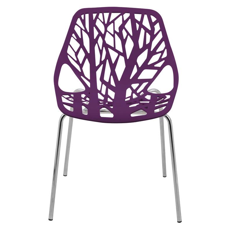 Left. LeisureMod - Asbury Stackable Modern Dining Chair with Cut Out Design and Chrome Legs Side Chair for Home Living Room - Purple.