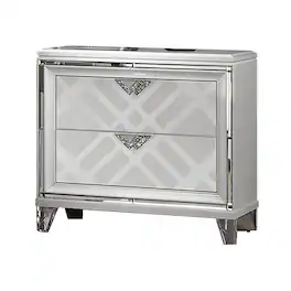 Manhattan Lane - Beli 30 Inch Modern 2 Drawer Nightstand, Carved Acrylic Feet - White