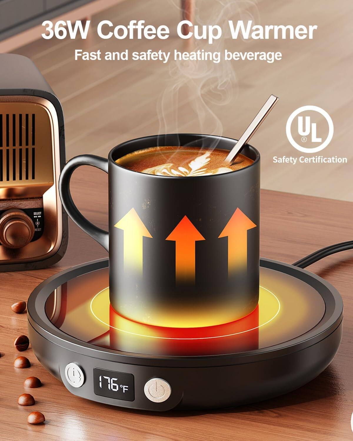 36W Coffee Cup Warmer  
Fast and safety heating beverage  

UL Safety Certification  

176°F