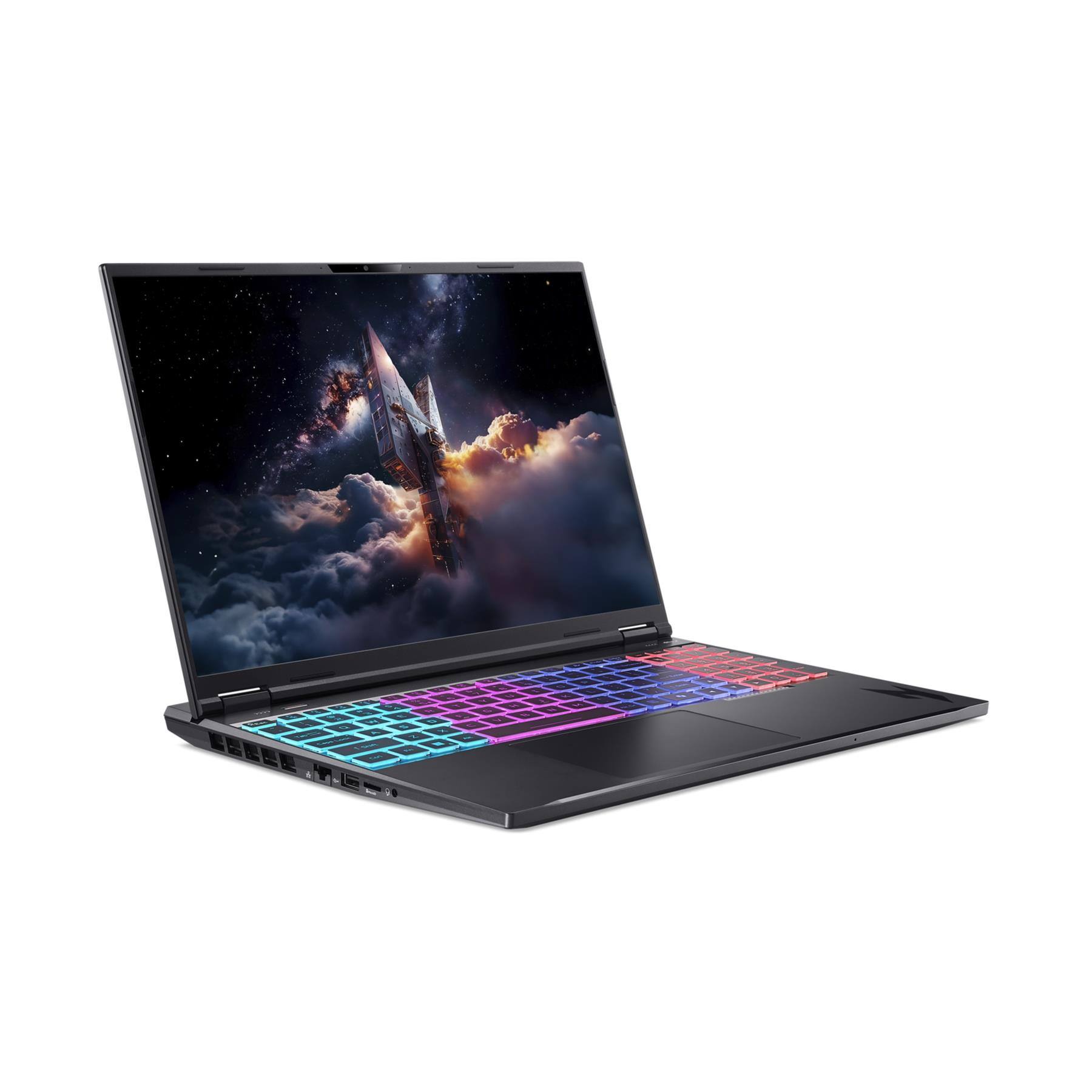 Angle. Acer - Nitro 16 16" Gaming Laptop, 2560 x 1600, AMD Ryzen 9 9955HX, 32GB RAM, 1TB SSD, RTX 5070, AN16-A91-R3CL - Obsidian Black.