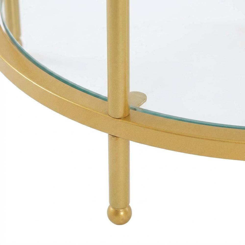 FurniFact Round Two Tier End Table with Modern Design and Sturdy Frame ...