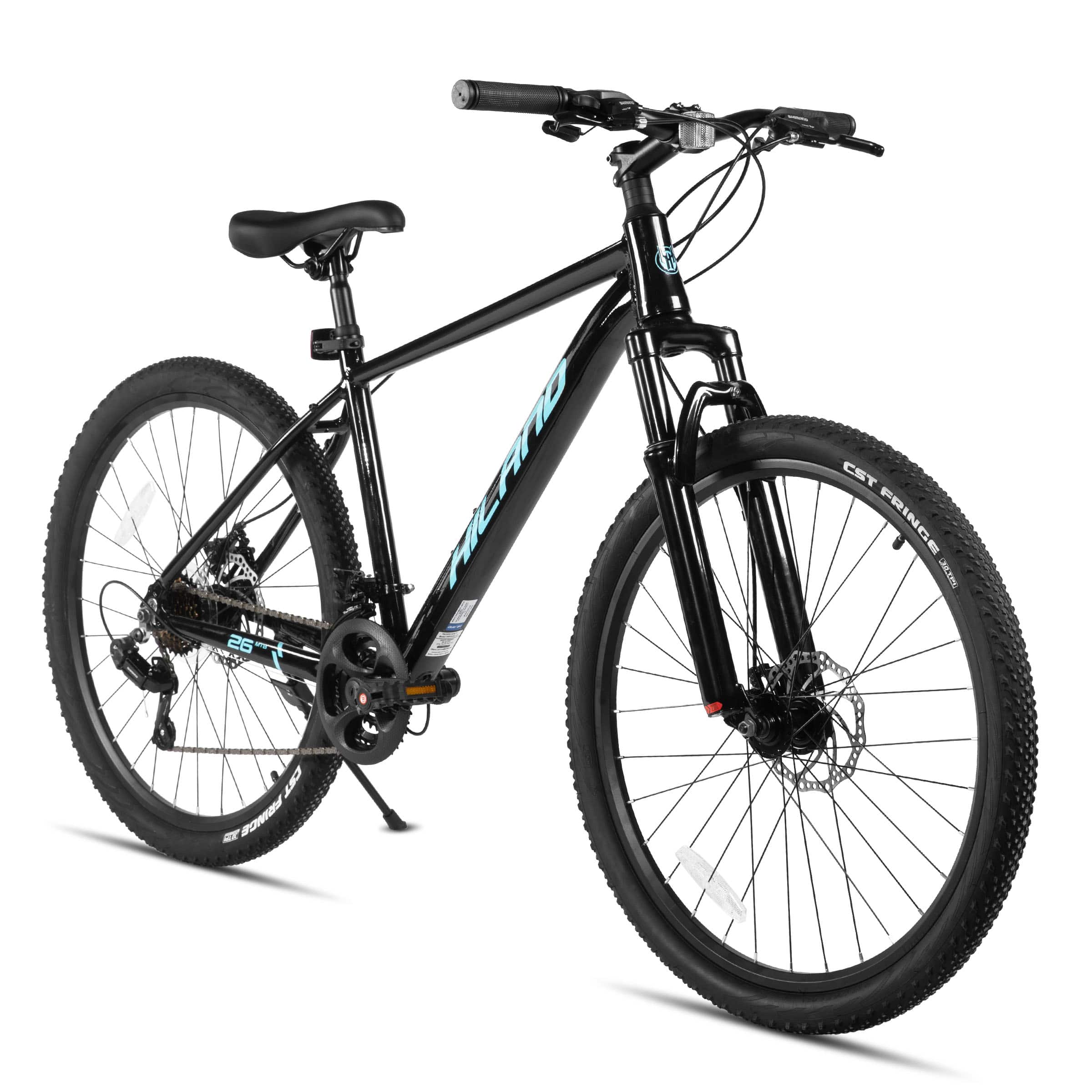 HILAND - 27.5 Inch Mountain Bike with 21-Speed for Men Women, Suspension Fork MTB Bicycle for Adult - Black