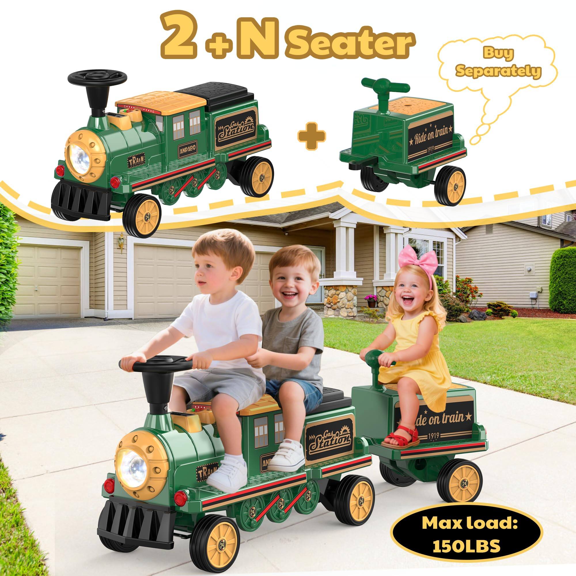 2+N Seater Buy Separately

La Ride on train 2019

TRAIN AND Station M Secharts

de on train * 1919

Max load: 150LBS