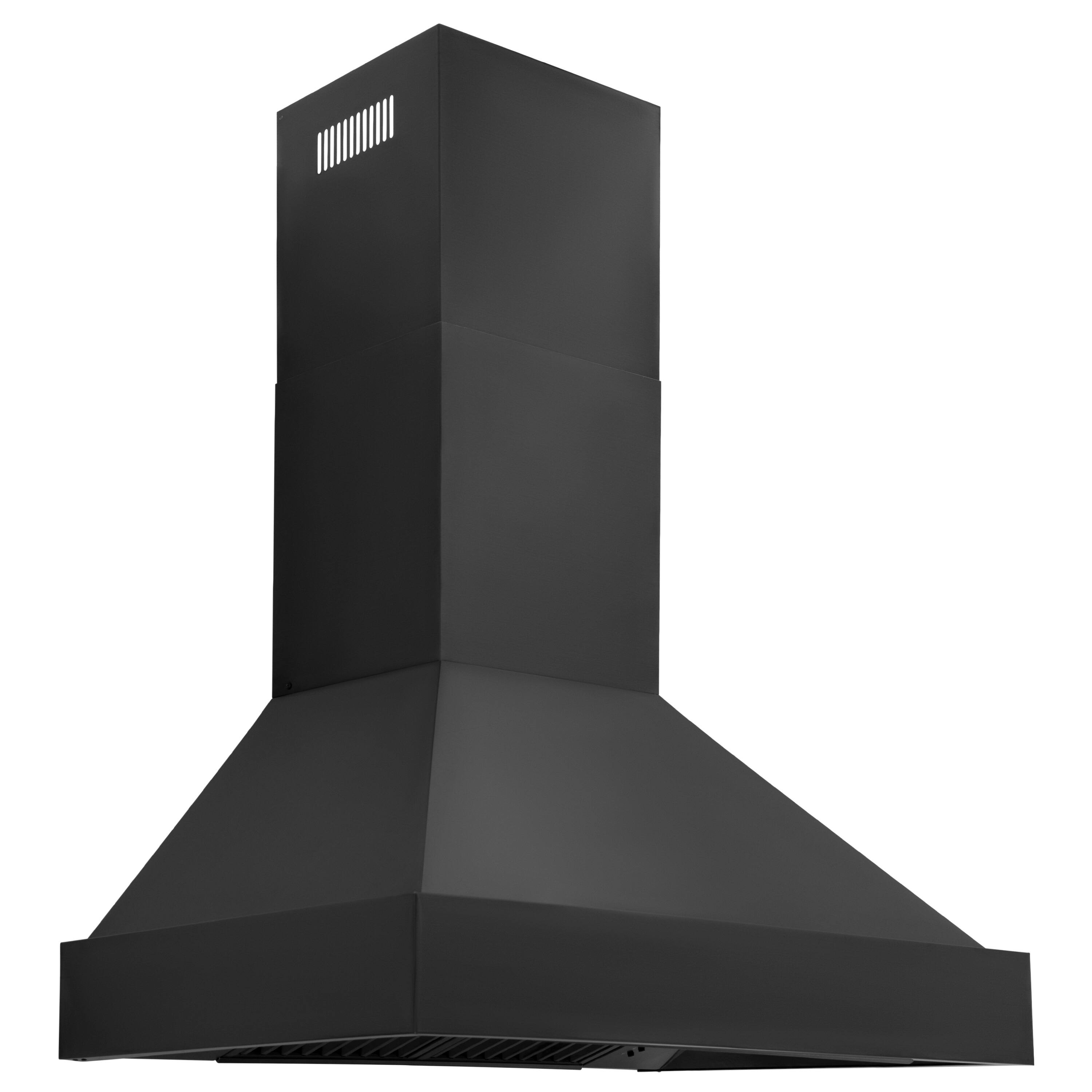 Left. ZLINE - 36" Externally Vented Range Hood - Black stainless steel.