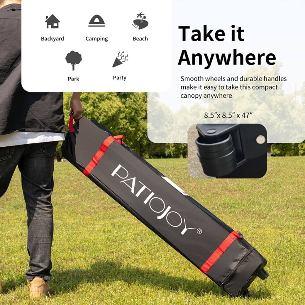 Backyard Camping Beach Take it Anywhere Park Party

Smooth wheels and durable handles make it easy to take this compact canopy anywhere

8.5" x 8.5" x 47"

PATIOJOY