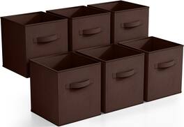 Sorbus - Foldable Storage Cubes - 6 Fabric Baskets for Organizing Pantry, Closet, Shelf, Nursery, Playroom, Toy Box, Cubby - Chocolate