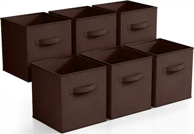Front. Sorbus - Sorbus Foldable Storage Cubes - 6 Fabric Baskets for Organizing Pantry, Closet, Shelf, Nursery, Playroom, Toy Box, Cubby - Chocolate.