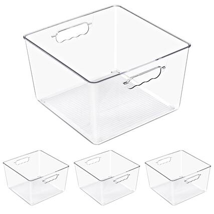 Front. Sorbus - Sorbus Clear Cube Storage Bins, 4 Pack Large Square Organizer Bins with Handles – Stackable Plastic Storage Containers - Clear.