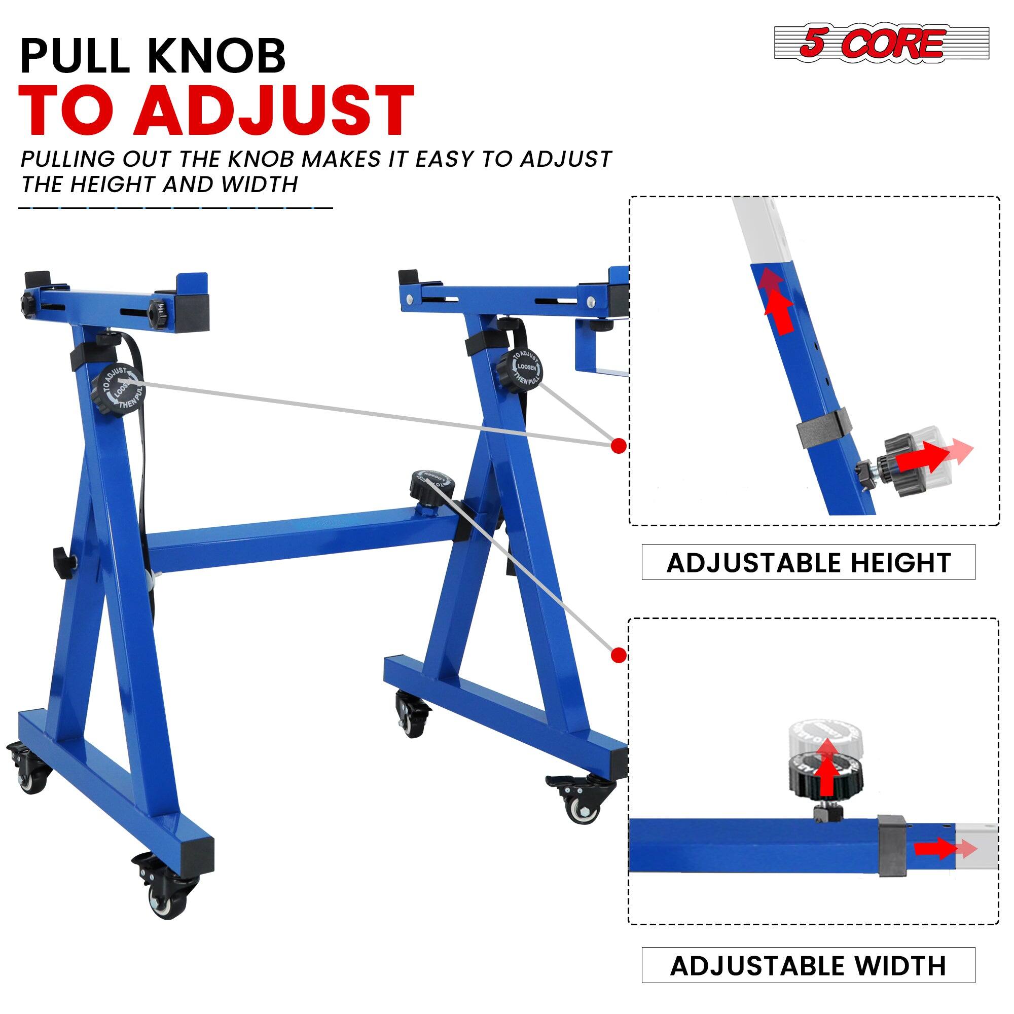 PULL KNOB TO ADJUST

PULLING OUT THE KNOB MAKES IT EASY TO ADJUST THE HEIGHT AND WIDTH

5 CORE

ADJUSTABLE HEIGHT

ADJUSTABLE WIDTH