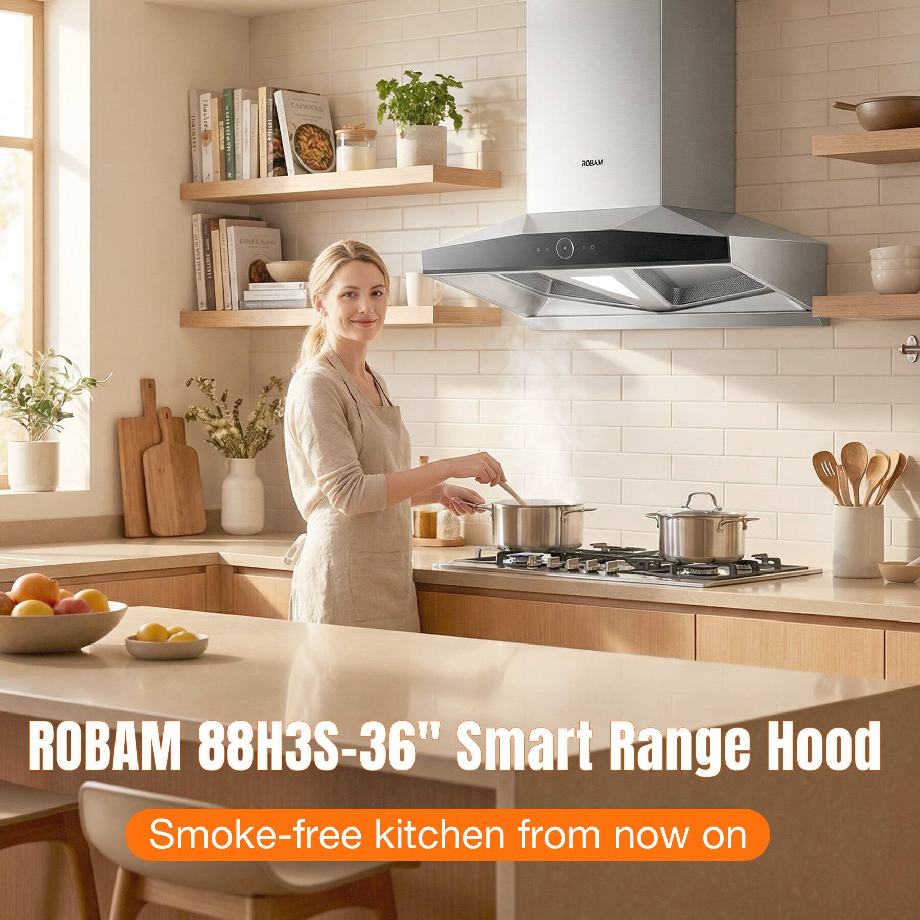 ROBAM  
88H3S-36" Smart Range Hood  
Smoke-free kitchen from now on