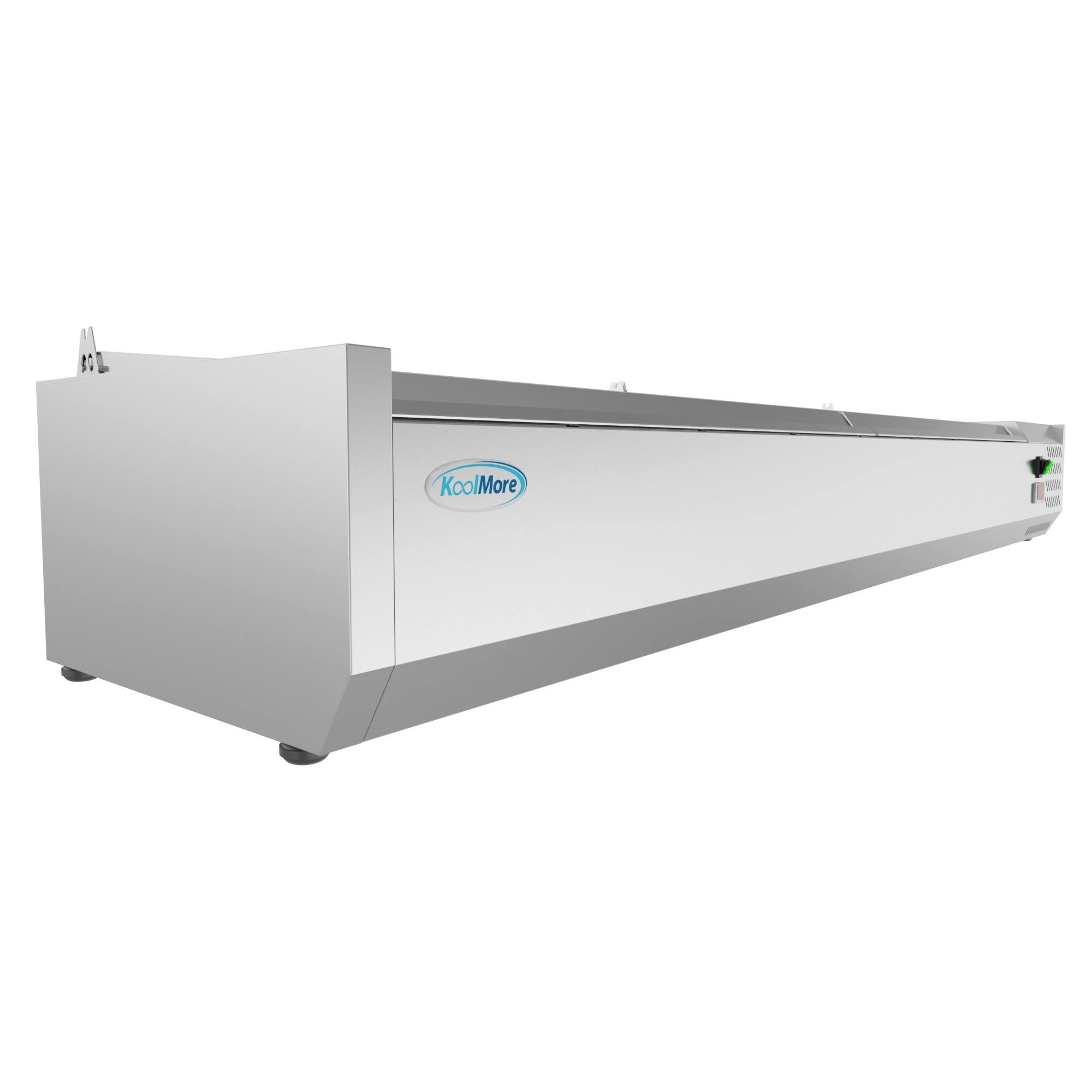 Alt View 2. Koolmore - 71 in. Eight Pan Refrigerated Countertop Condiment Prep Station - SCDC-8P-SSL - Stainless-Steel.