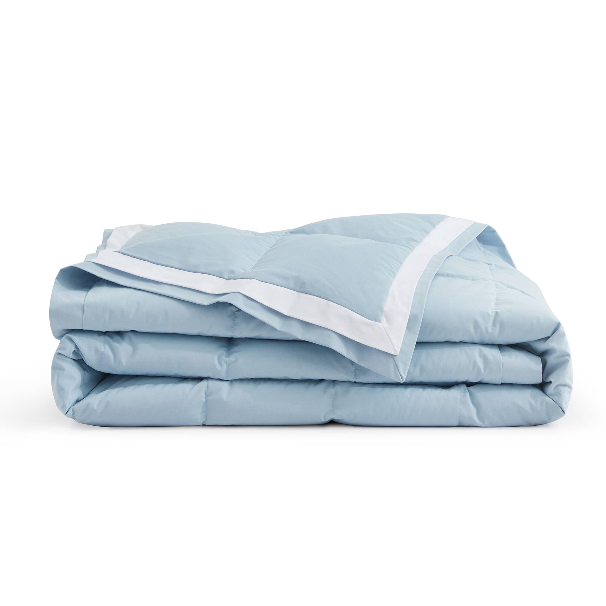 Back. Puredown - Puredown Luxurious Lightweight Cooling Down Blanket Summer Breathable Comforter for Hot Sleeper, Blue, 90" x 90" - Blue.