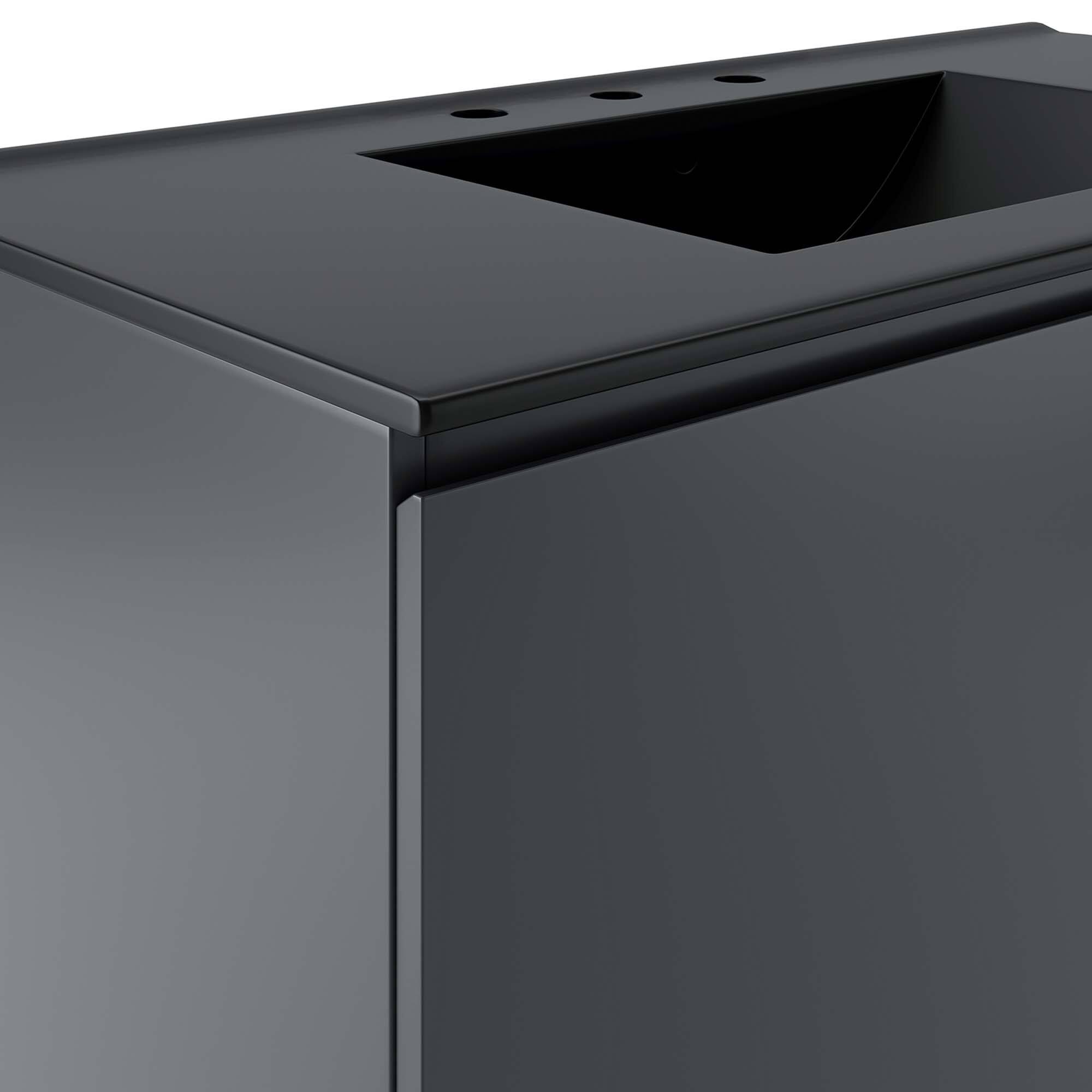 Alt View 5. Modway - Bryn Wall-Mount Bathroom Vanity Basin Included - Gray Black.