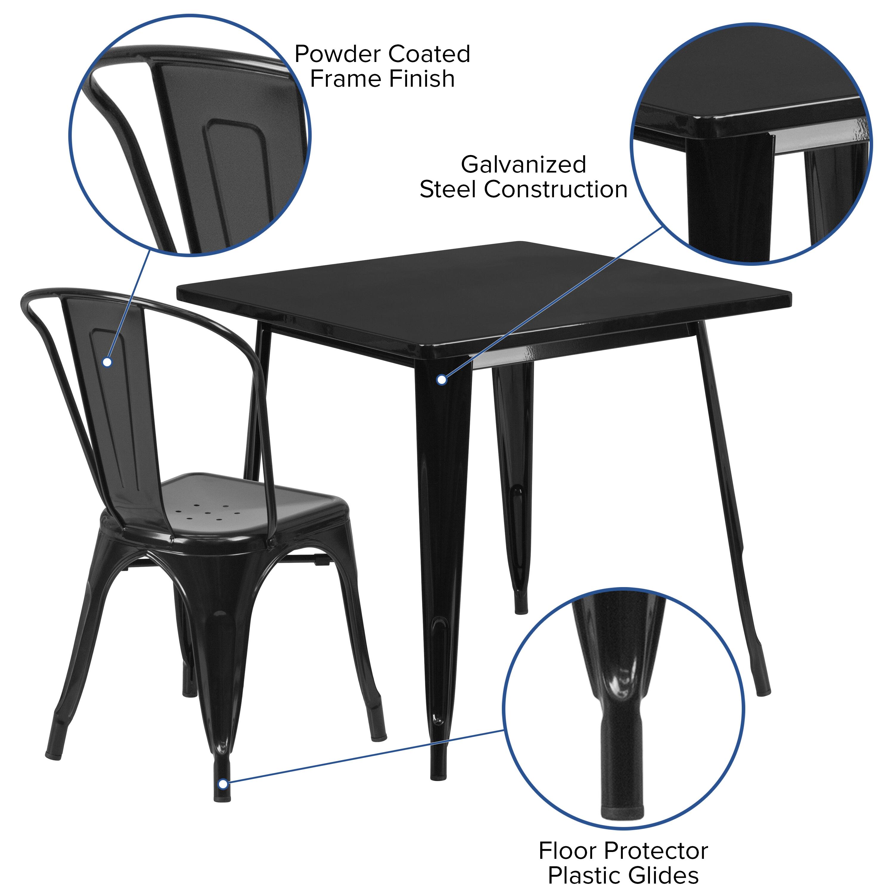 Powder Coated Frame Finish  
Galvanized Steel Construction  
Floor Protector Plastic Glides