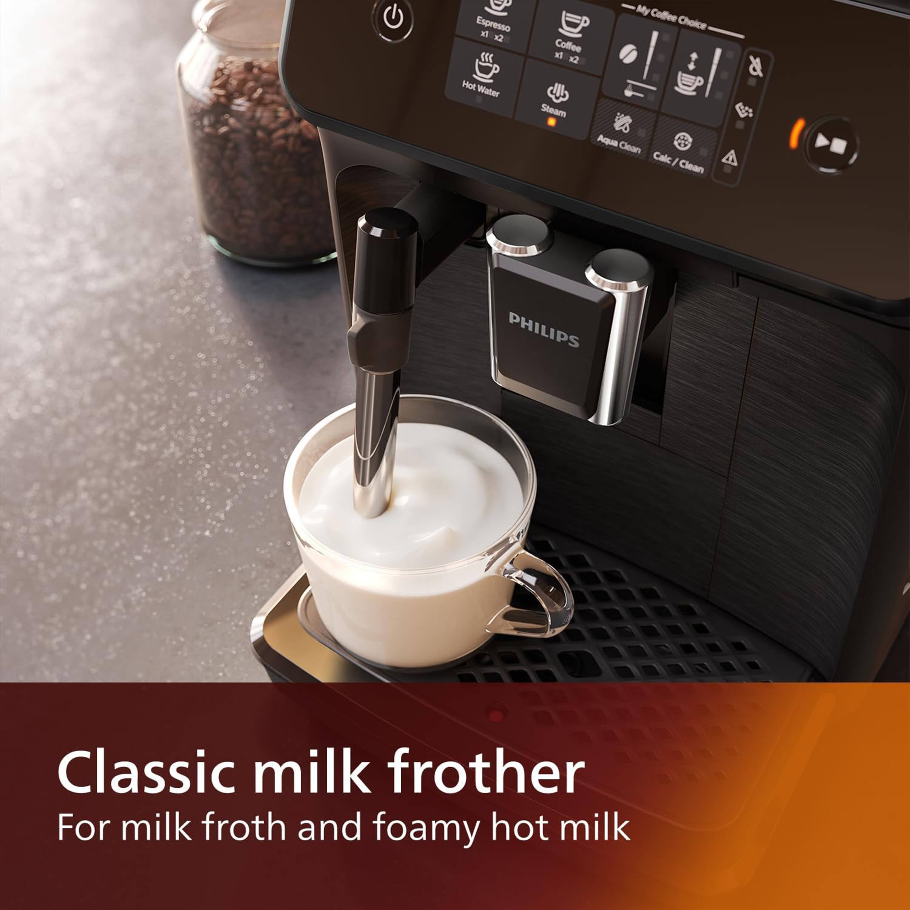 Espresso 3 Dr OOE Colfee x5 x2 My Coffee Choice Hot Water Steam Aqua Clean Calc / Clean PHILIPS Classic milk frother For milk froth and foamy hot milk