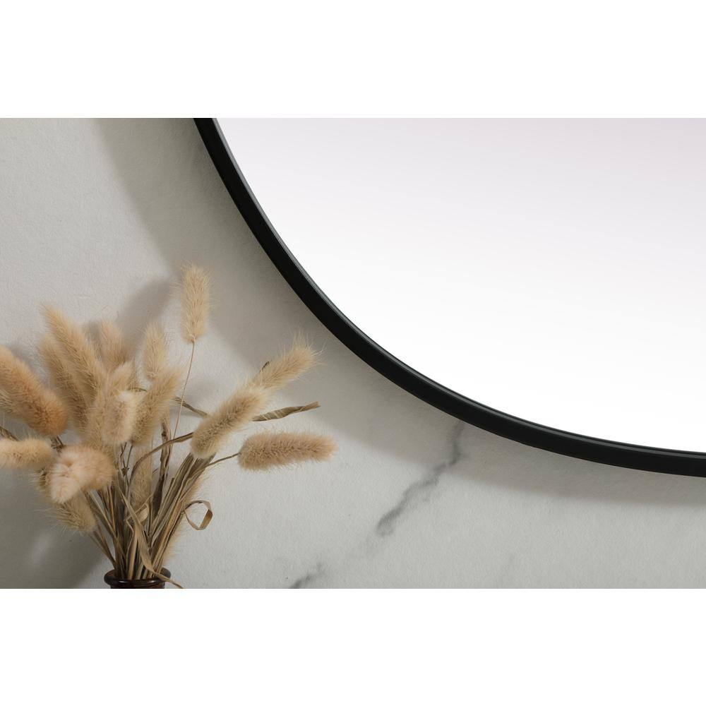 Alt View 3. Elegant Decor - Metal Frame Oval Mirror 30x36 Inch in Black - Black.