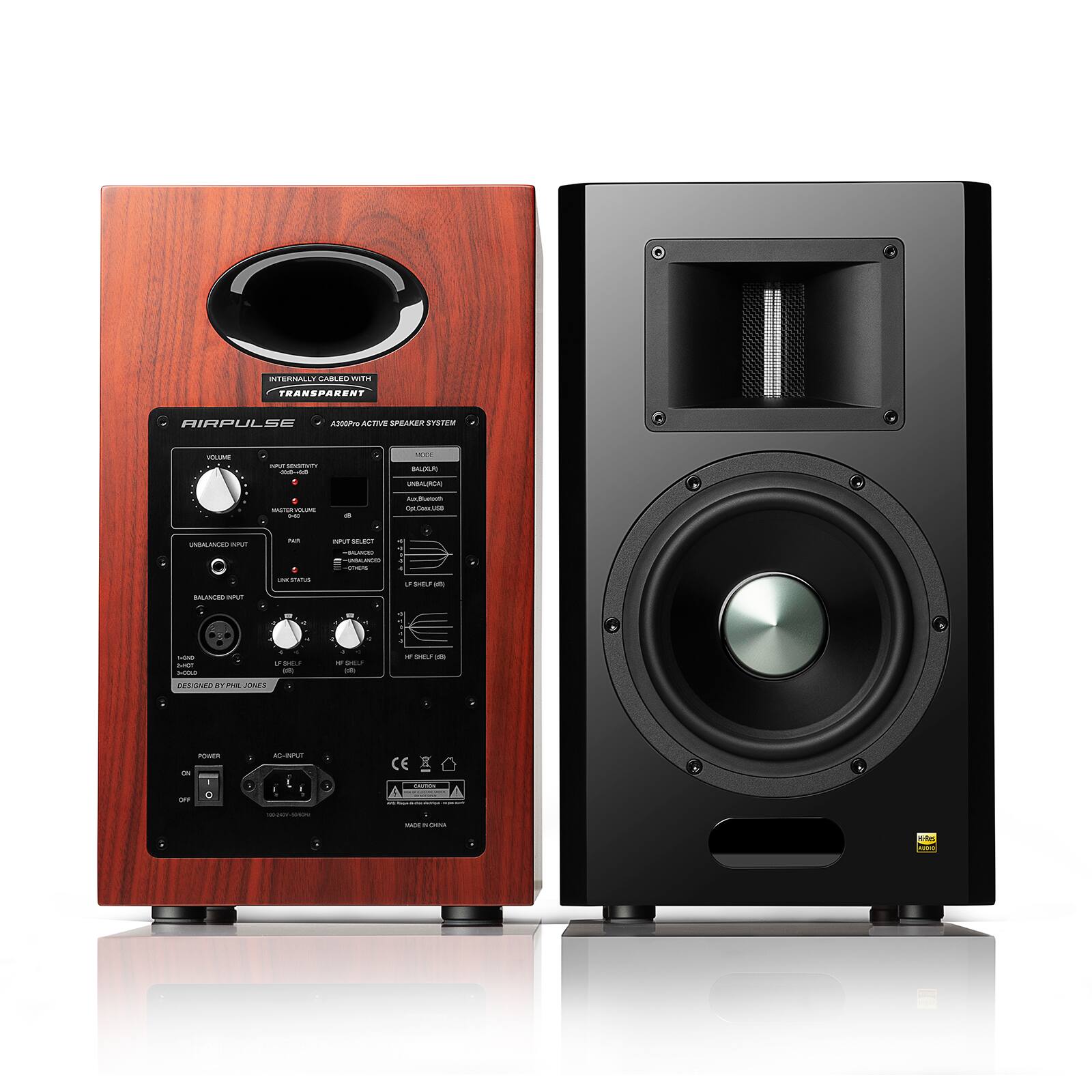 AIRPULSE  
A200P Active Speaker System  

Internally Cabled with Transparent  

VOLUME  
INPUT SENSITIVITY  
BALANCE  
PHASE  
INPUT SELECT  
BALANCE  
UNBALANCED  
COAXIAL  
BALANCED  
LINE LEVEL  
LFE  
HF SHELF  
LF SHELF  
HF SHELF (10dB)  

POWER  
ON/OFF  

AD-INPUT  

DESIGNED BY PINK JONES  

MADE IN CHINA