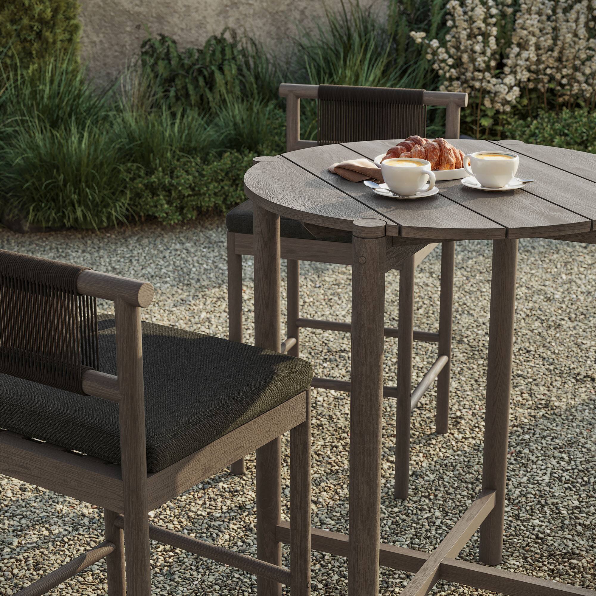 Alt View 2. Modway - Eleni 3-Piece Outdoor Teak Wood Bar Set by Modway - Weathered Gray Flint.
