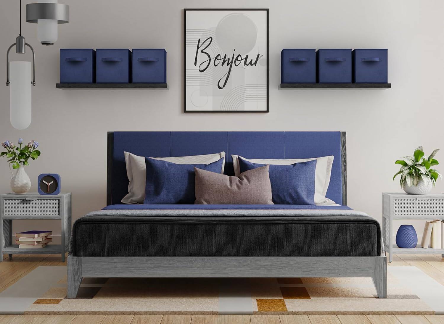 Alt View 1. Sorbus - Sorbus Fabric Storage Cube, 11-Inch Foldable Storage Bin with Handle for Closet, Pantry, Cubbies, Toys & Bath (1-Piece) - Navy Blue.