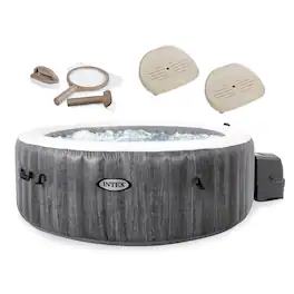 Intex - PureSpa Plus Inflatable Hot Tub Jet Spa with Maintenance Kit and 2 Seats - Gray