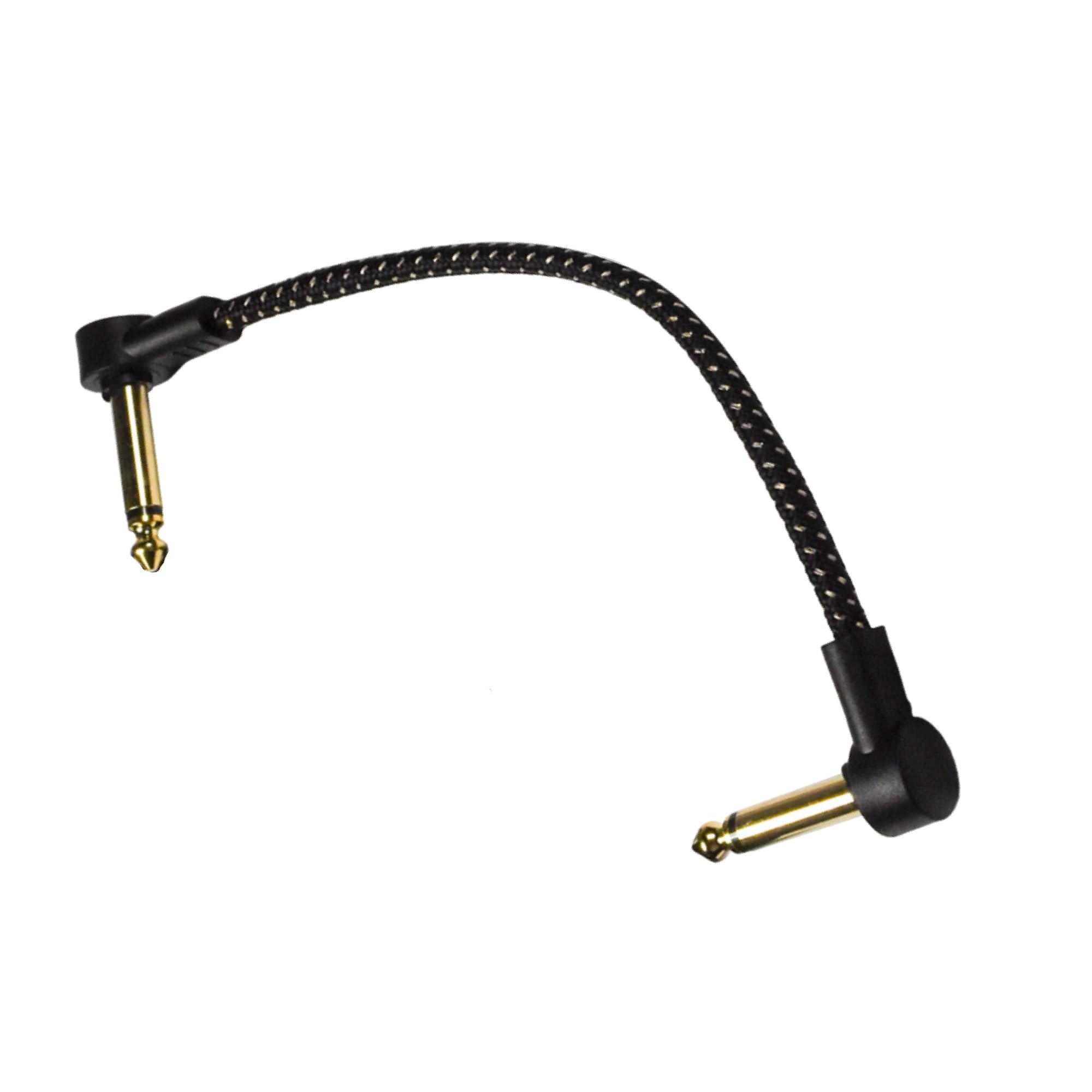 Alt View 4. HQRP - 3-Pack 6 in Right-Angle 1/4 in TS Instrument Patch Cable for Guitar, Bass, Pedalboard - Black.
