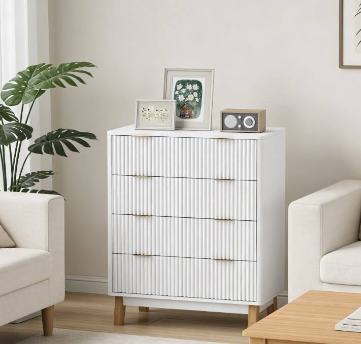 Front. Forest'nSky - White 4 drawer 27.6 in. Wide Chest of Drawers for Living Room - White.
