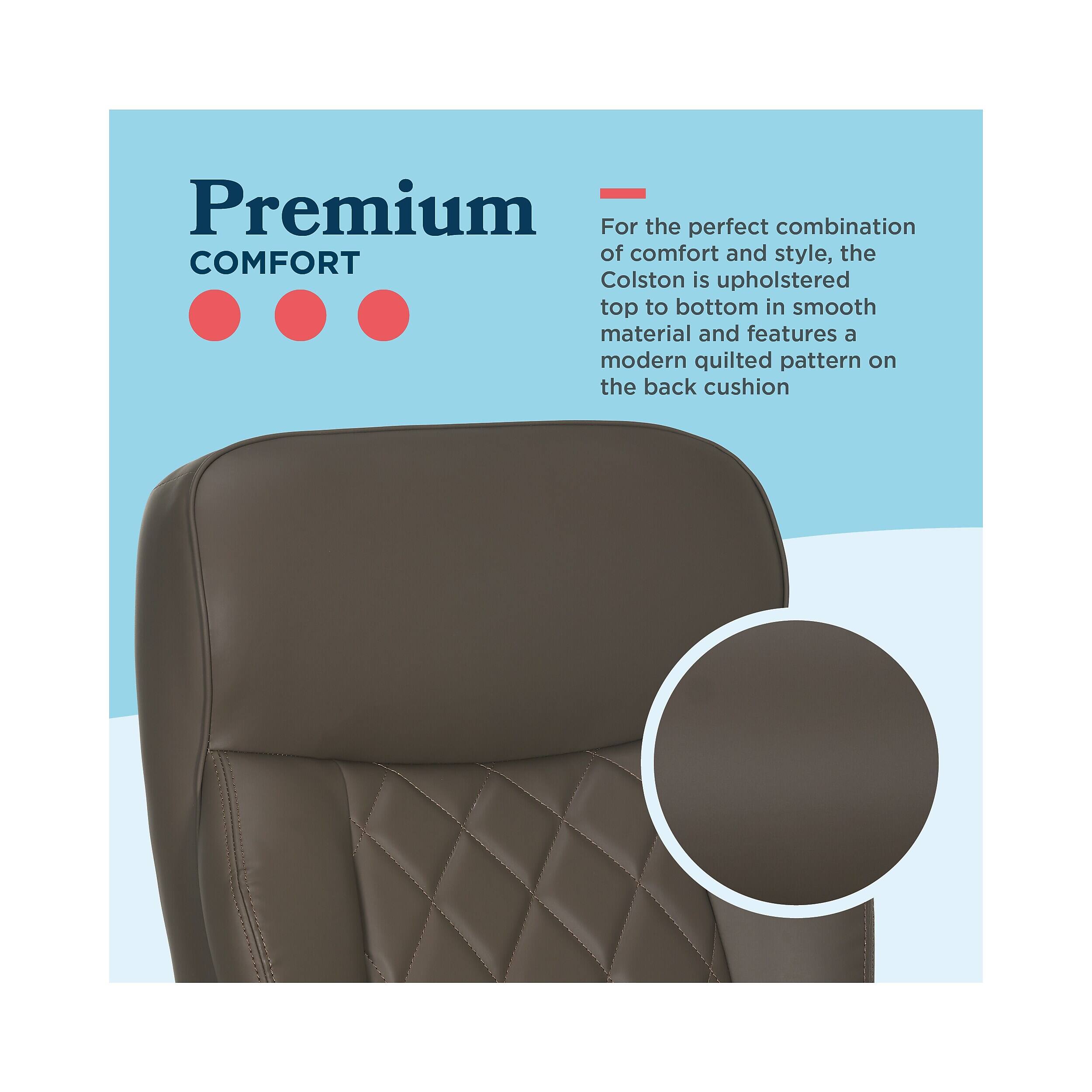 Premium COMFORT

For the perfect combination of comfort and style, the COMFORT Colston is upholstered top to bottom in smooth material and features a modern quilted pattern on the back cushion