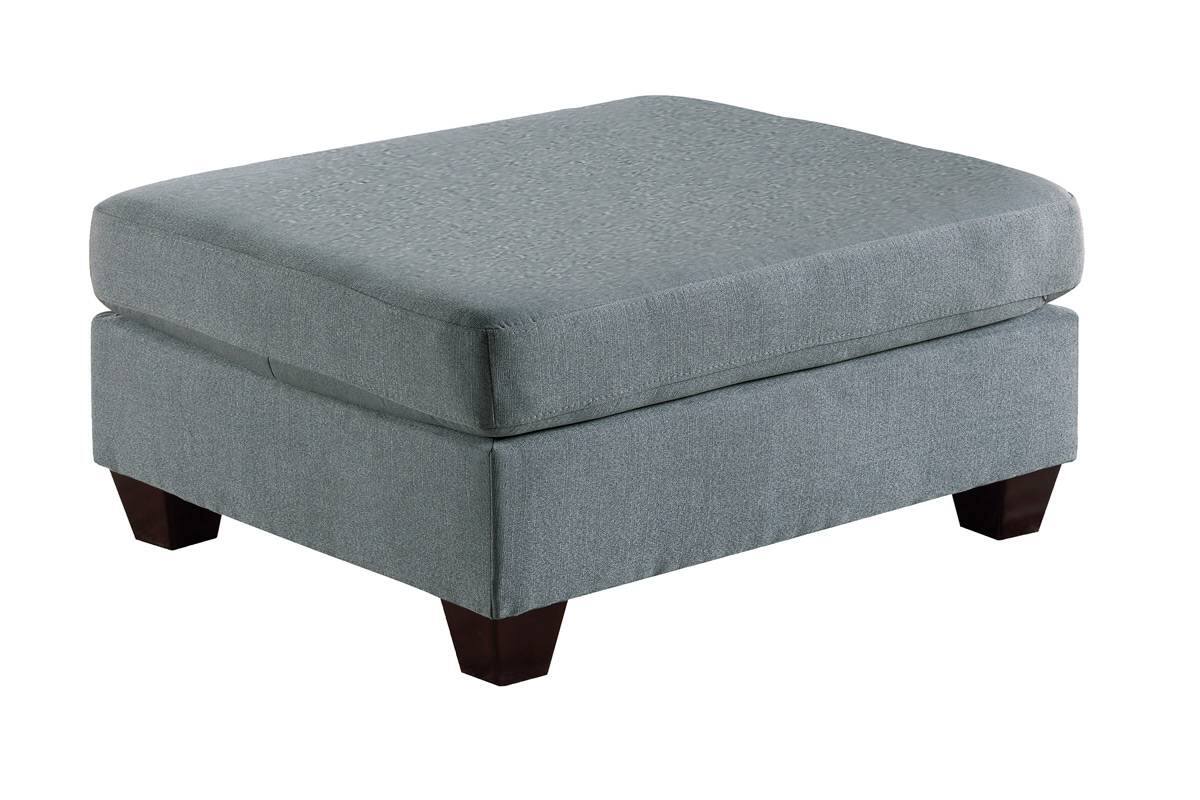 Front. APRILSOUL - Living Room Furniture Cocktail Ottoman Grey Linen Fabric 1pc Plush Wooden Legs - Grey.