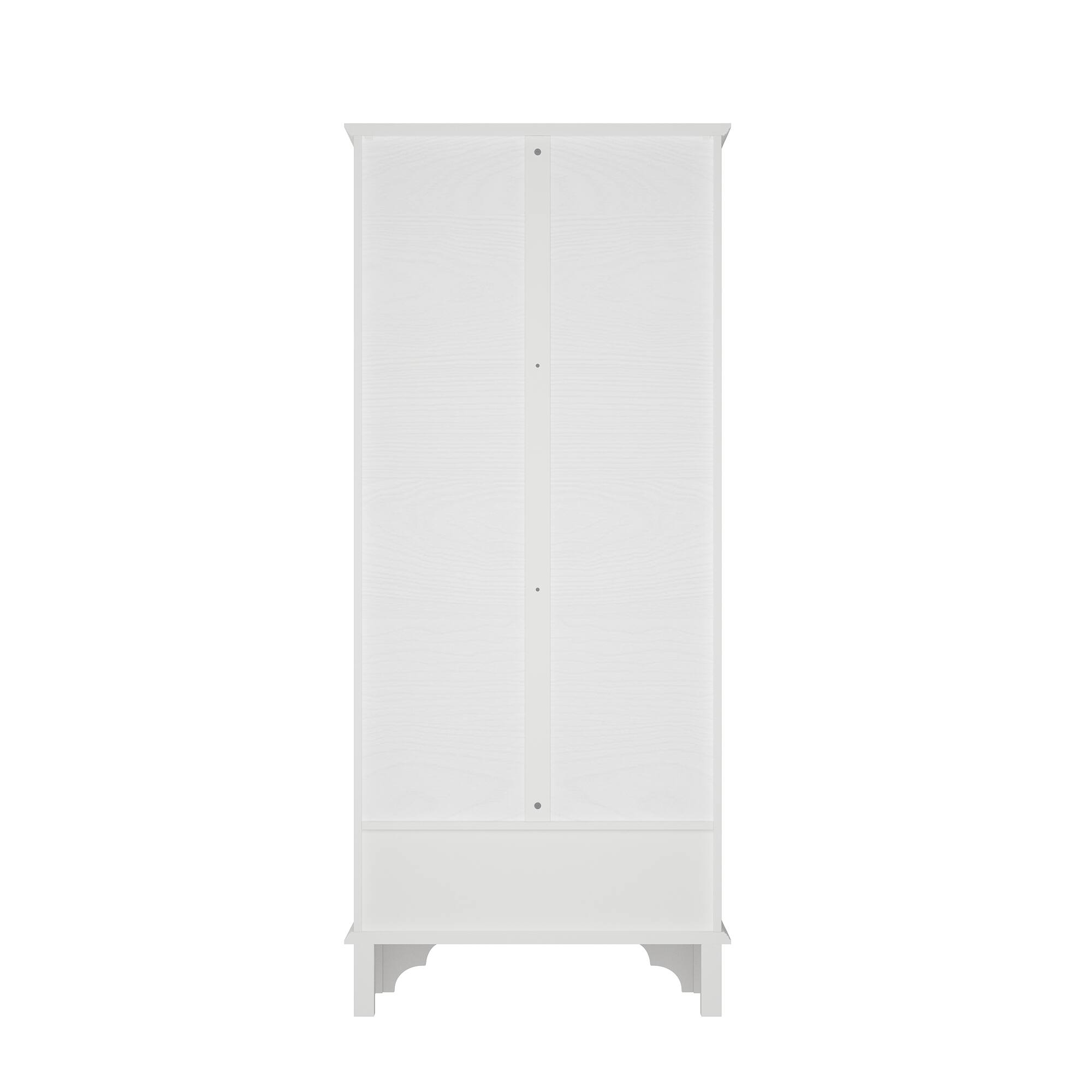 Back. FUFU&GAGA - FUFU&GAGA Vintage Glass - Door Display Cabinet: Carved Details, Mixed - Material, Multi - Shelf - White.