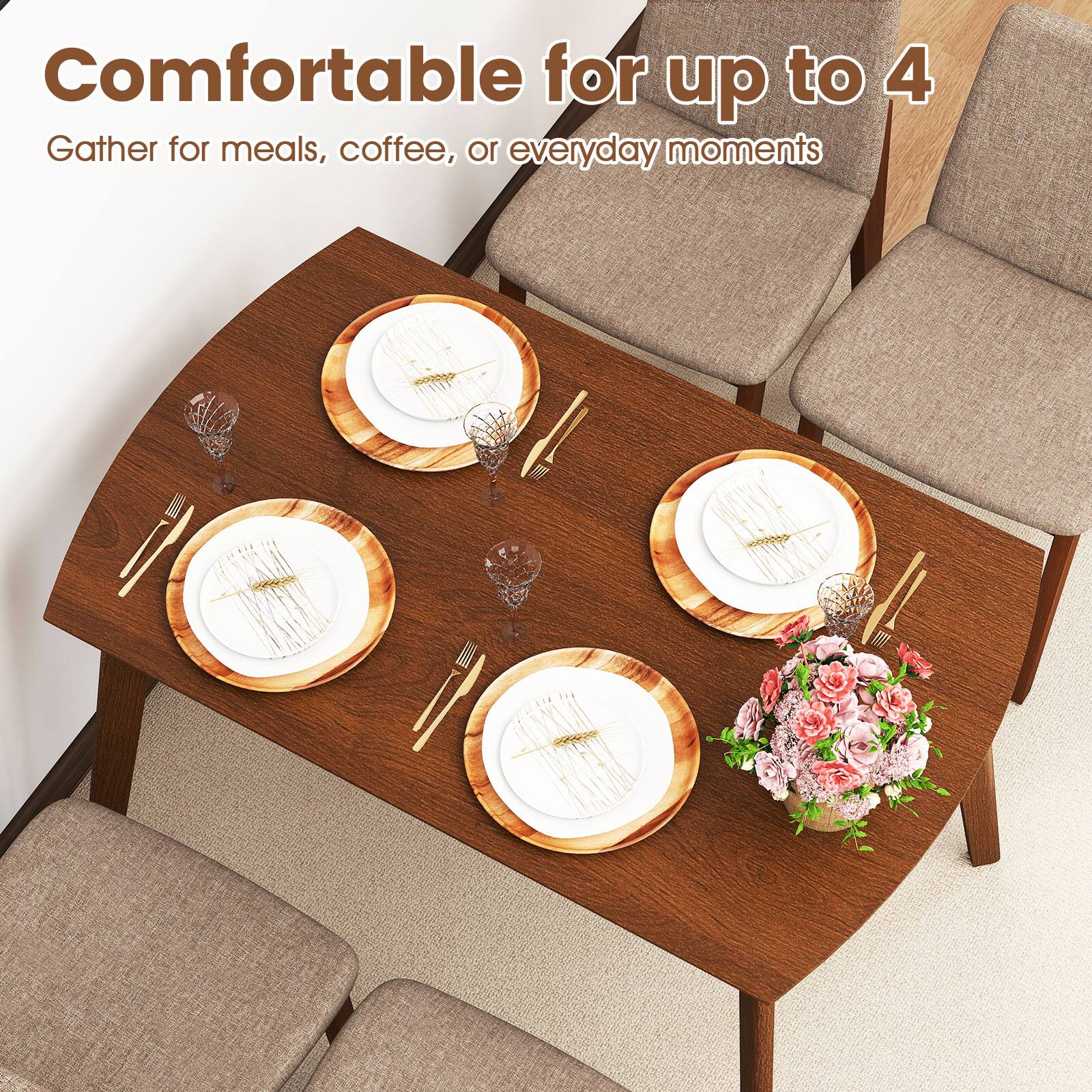 Comfortable for up to 4  
Gather for meals, coffee, or everyday moments